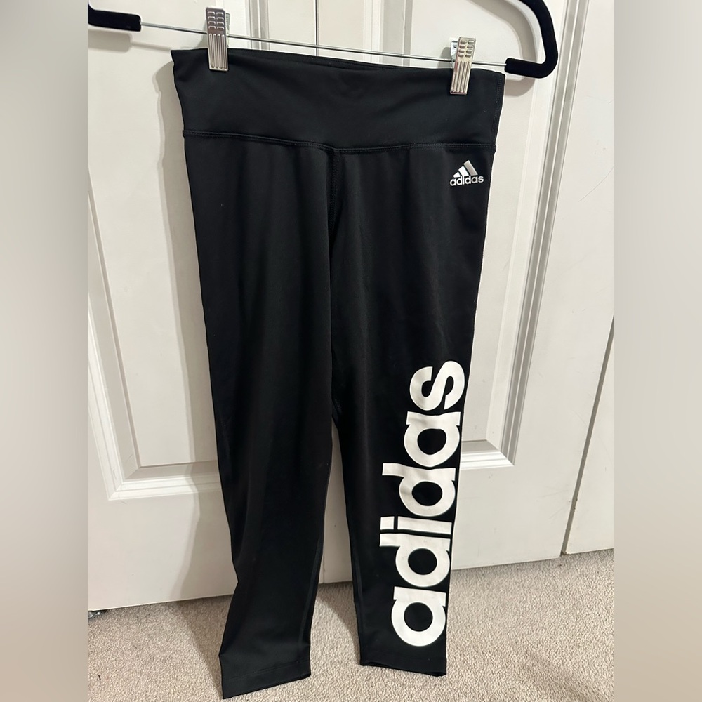 Adidas Black and White Logo Leggings